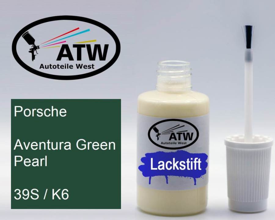 Porsche, Aventura Green Pearl, 39S / K6: 20ml Lackstift, von ATW Autoteile West.